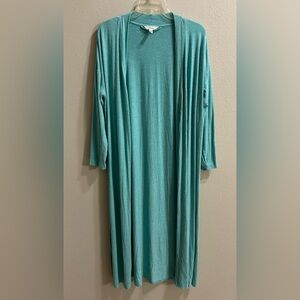 Soma Longline Duster Cardigan Size L Blue Soft Cozy Loungewear Casual Beachy